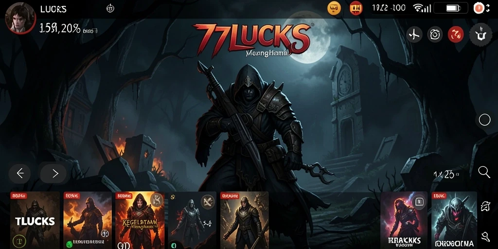 Tangkapan layar menakutkan dari gameplay 77LUCKS yang mencekam.