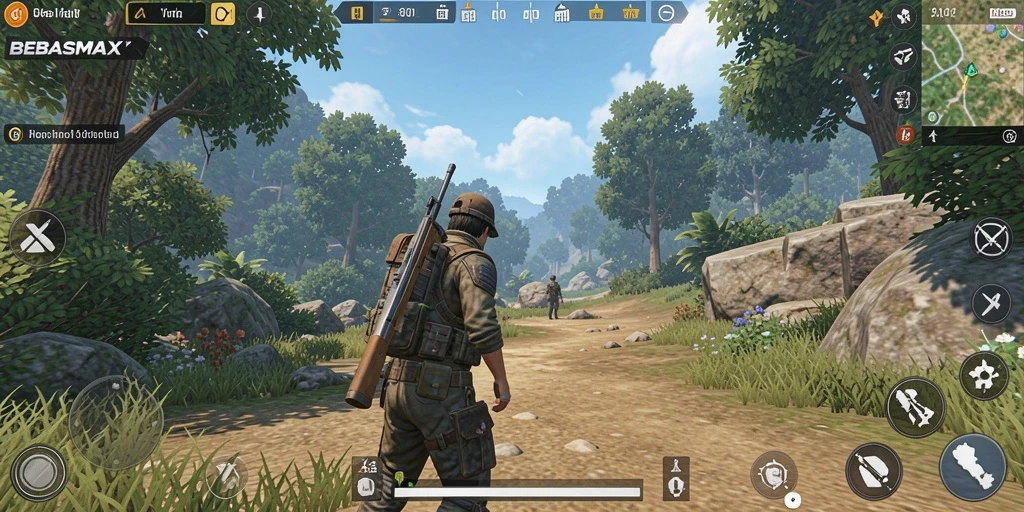 Tampilan gameplay seru dalam dunia terbuka BEBASMAX.