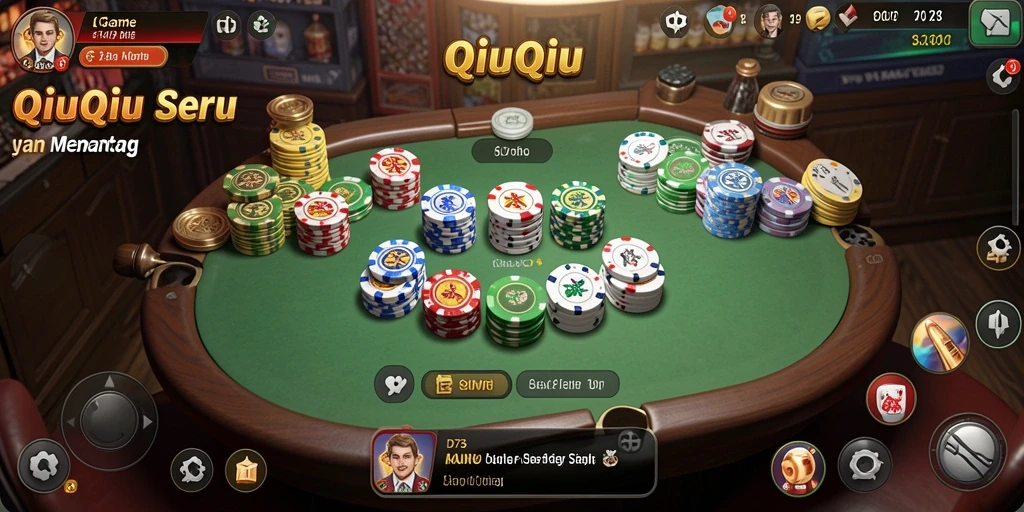 Screenshot gameplay D73 menampilkan suasana seru permainan QiuQiu.