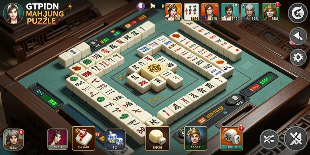 Tampilan gameplay GTPIDN di mana ubin Mahjong dicocokkan dengan cepat.