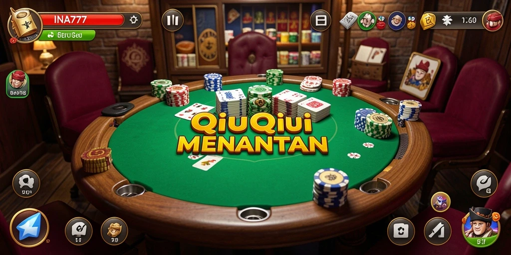 Screenshot permainan INA777 dengan tampilan seru saat bermain QiuQiu.