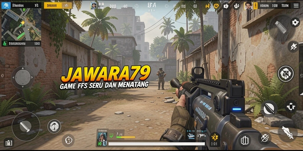 Tampilan gameplay JAWARA79 dengan aksi FPS yang seru.