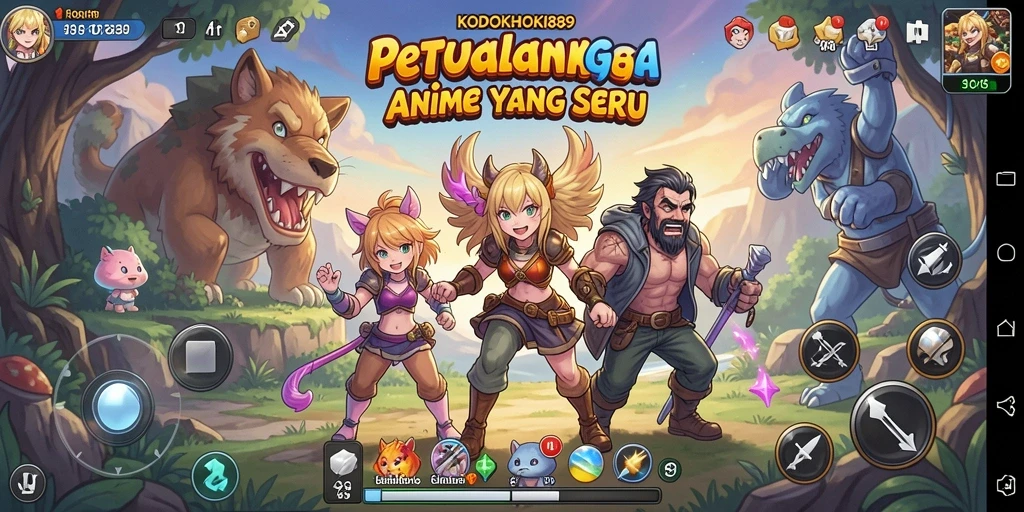 Tangkapan layar gameplay KODOKHOKI889 yang menampilkan karakter anime yang menarik.