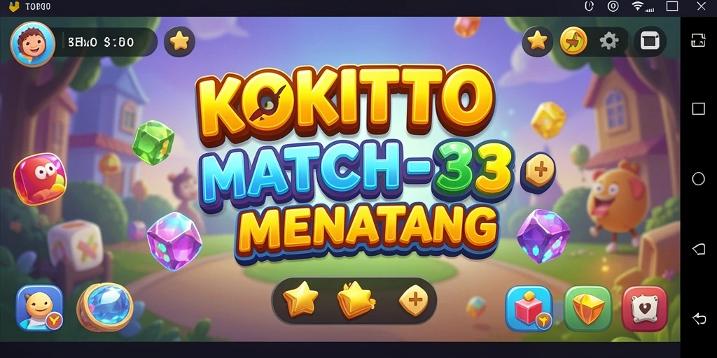 Screenshot gameplay KOKITOTO dengan tampilan simbol berwarna-warni.