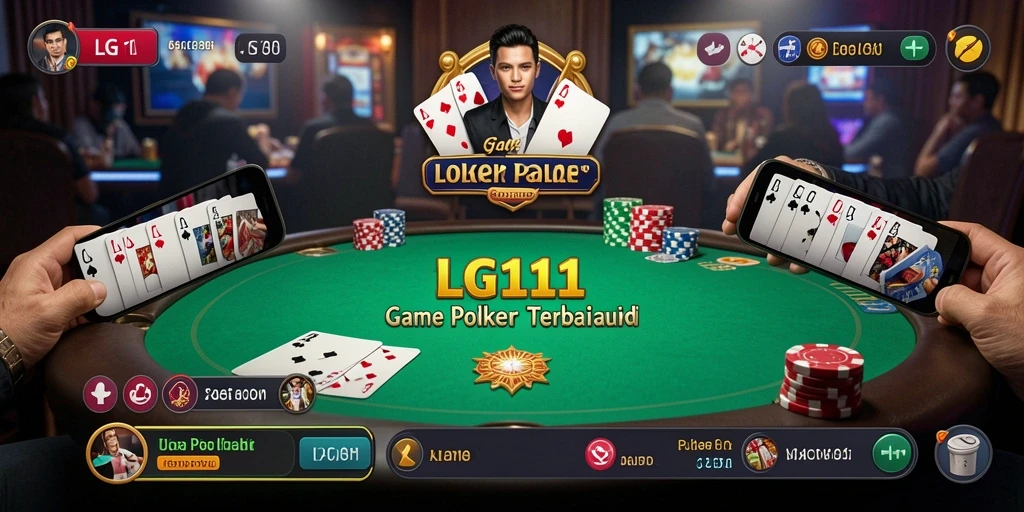 Screenshot gameplay poker yang menampilkan pemain aktif dan suasana permainan.