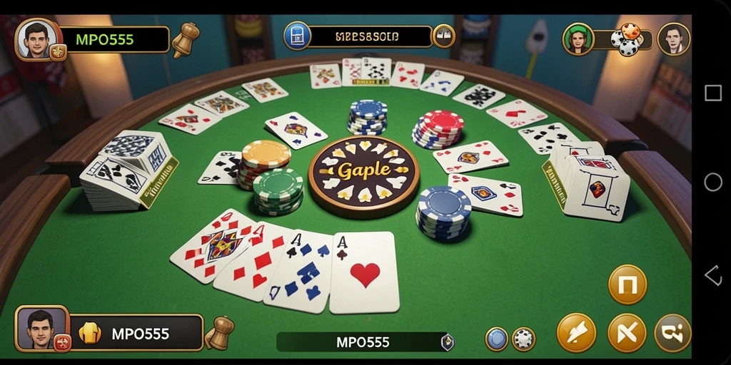 Tangkapan layar MPO555 menampilkan gameplay Gaple yang seru dan interaktif.