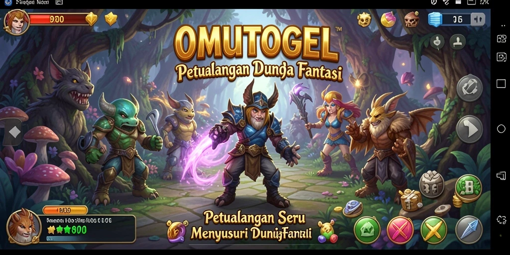 Tampilan gameplay OMUTOGEL yang menampilkan dunia petualangan yang luas.