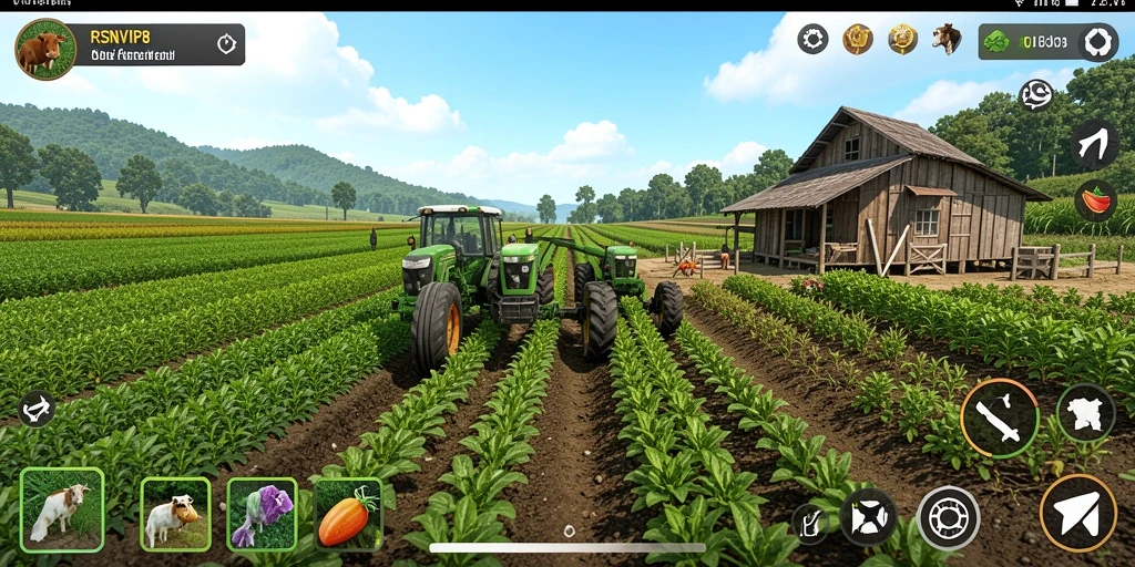 Tampilan gameplay menarik di RSNVIP8 dengan aktivitas bertani.