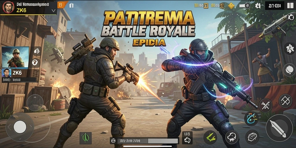 Tampilan gameplay ZK6 yang seru dalam pertempuran Battle Royale.